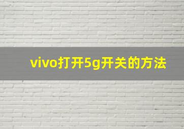 vivo打开5g开关的方法