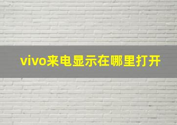 vivo来电显示在哪里打开