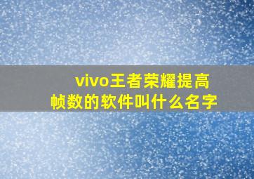 vivo王者荣耀提高帧数的软件叫什么名字