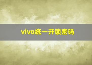 vivo统一开锁密码