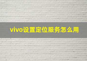 vivo设置定位服务怎么用