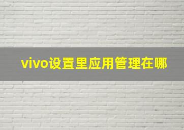 vivo设置里应用管理在哪