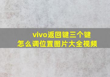 vivo返回键三个键怎么调位置图片大全视频