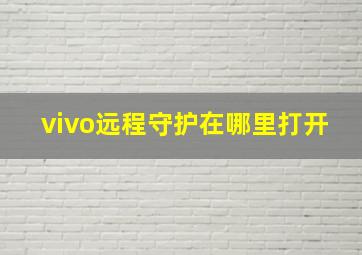 vivo远程守护在哪里打开