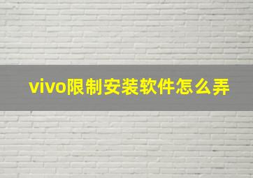 vivo限制安装软件怎么弄