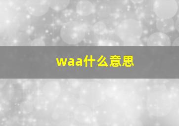 waa什么意思