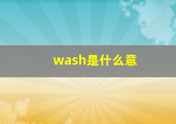 wash是什么意