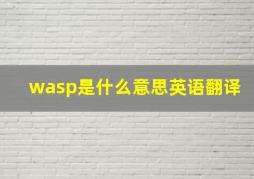 wasp是什么意思英语翻译