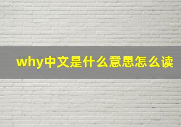 why中文是什么意思怎么读