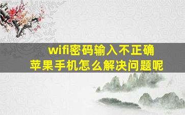 wifi密码输入不正确苹果手机怎么解决问题呢