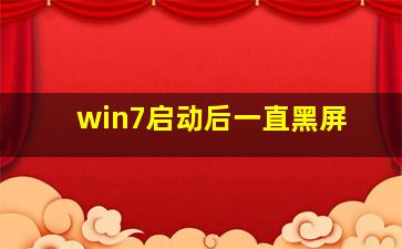 win7启动后一直黑屏