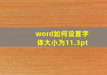 word如何设置字体大小为11.3pt