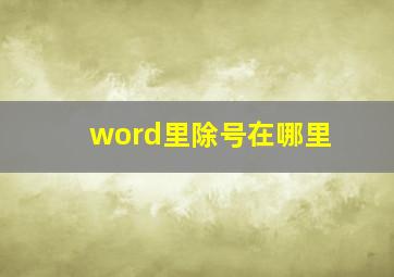 word里除号在哪里