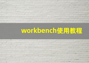 workbench使用教程