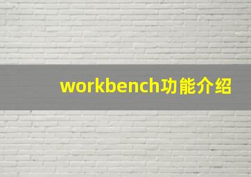 workbench功能介绍