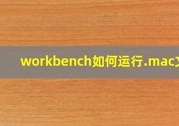 workbench如何运行.mac文件