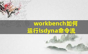 workbench如何运行lsdyna命令流