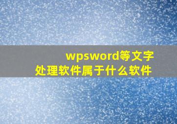 wpsword等文字处理软件属于什么软件