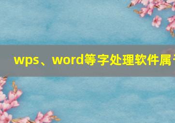 wps、word等字处理软件属于