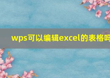 wps可以编辑excel的表格吗