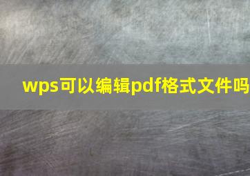 wps可以编辑pdf格式文件吗