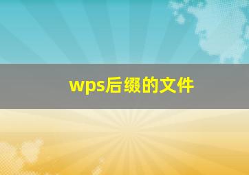 wps后缀的文件