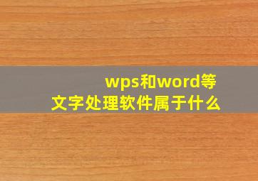 wps和word等文字处理软件属于什么