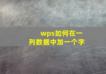 wps如何在一列数据中加一个字