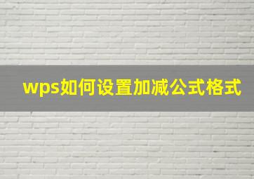 wps如何设置加减公式格式