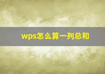 wps怎么算一列总和