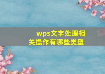 wps文字处理相关操作有哪些类型