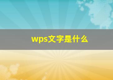 wps文字是什么