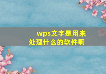 wps文字是用来处理什么的软件啊