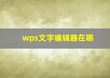 wps文字编辑器在哪