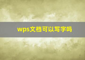 wps文档可以写字吗