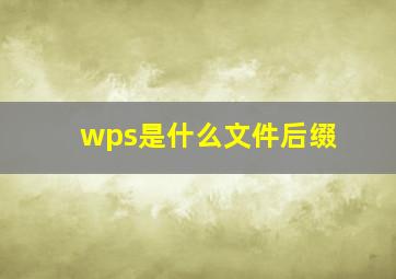 wps是什么文件后缀