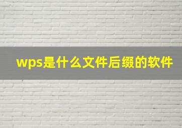 wps是什么文件后缀的软件