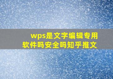 wps是文字编辑专用软件吗安全吗知乎推文