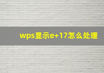 wps显示e+17怎么处理