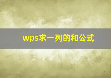 wps求一列的和公式