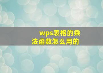 wps表格的乘法函数怎么用的