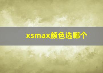 xsmax颜色选哪个