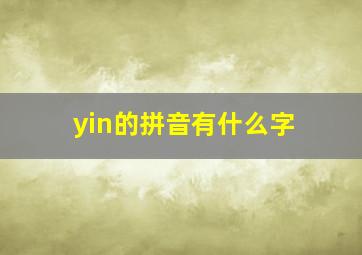 yin的拼音有什么字