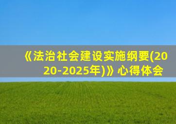 《法治社会建设实施纲要(2020-2025年)》心得体会