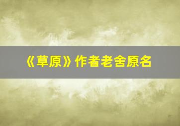 《草原》作者老舍原名