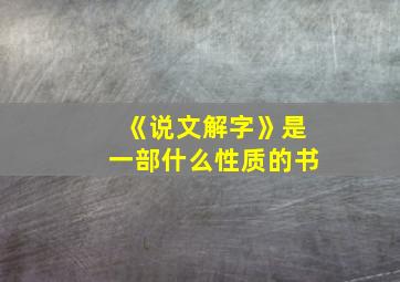 《说文解字》是一部什么性质的书