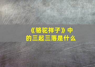 《骆驼祥子》中的三起三落是什么