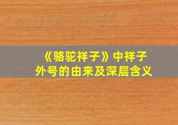 《骆驼祥子》中祥子外号的由来及深层含义