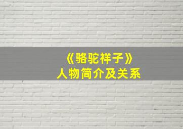 《骆驼祥子》人物简介及关系