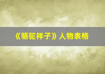 《骆驼祥子》人物表格